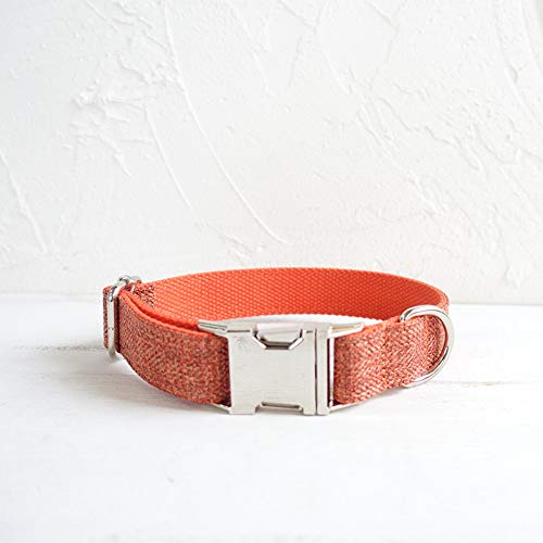 Gulunmun Collares para Perro Hechos a Mano, Suaves y cómodos para Mascotas, Ajustables   con Hebilla de Metal   Collar de Lujo para Perros pequeños, medianos y Grandes, Naranja, XS