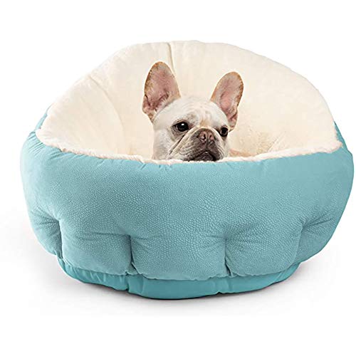 Queta Cama para Perros y Gatos,Mascotas Calentito Cojín Redondo Suave (Azul)