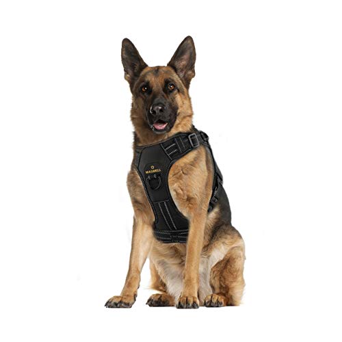 Arnes Perro Antitirones Pequeño Mediano Grande Arnés Pecho Perros Coche con Control de Manija y Linea Reflectante, Ajustable Cómodo Acolchado Arnes Chaleco Perro para Adiesreamiento(Negro, XL)