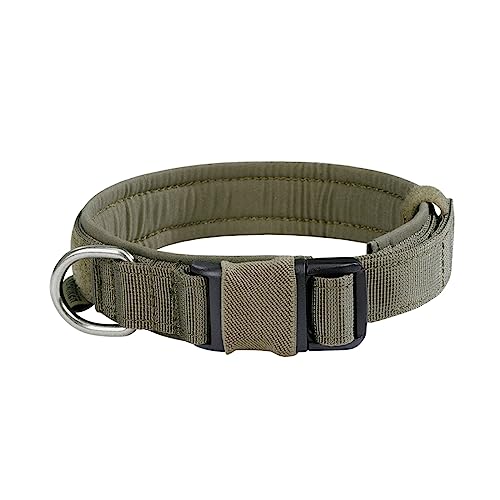 EXCELLENT ELITE SPANKER Collar de Cachorro Collar de Perro Militar Collar de Perro de Nylon de liberación rápida Ajustable para Perro pequeño Mediano Collar de Perro Acolchado Suave(Verde Oliva-M)