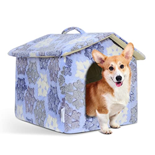 Nobleza Casa para Perro pequeños, Cama para Gato con colchón extraíble, Plegable Casa para Gatos, Perros Conejos, 53x50x43cm L, Azul