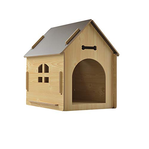 thematys Perrera de Madera para Perros I Casa para Perros para Uso Interior y Exterior I Lugar para Dormir a Las Mascotas I Resistente a la Intemperie y a los arañazos (M (51 x 40 x 52 cm), Style 3)