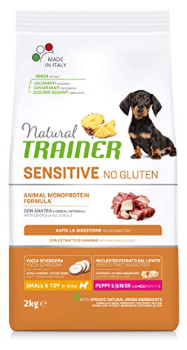 Natural Trainer Sensitive No Gluten - Pienso para Perros Mini-Toy Puppy-Junior con Pato y Cereales Integrales - 2kg