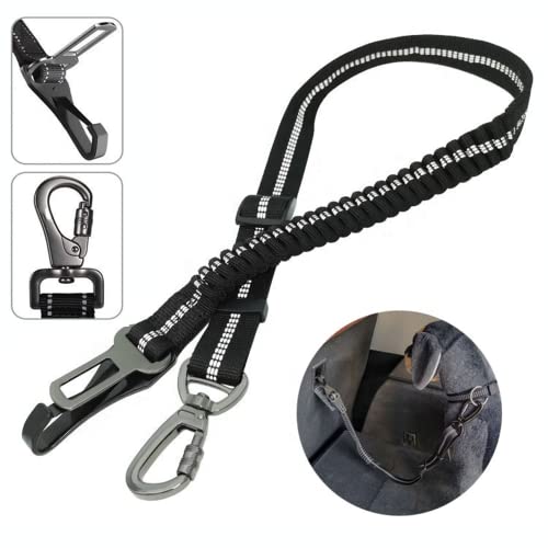 Cinturón de Seguridad para Perros para Coche, cinturón de Seguridad para Perros, cinturón Reflectante elástico con Gancho para Todas Las Razas de Perros y Tipos de Coche (50 cm - 80 cm)