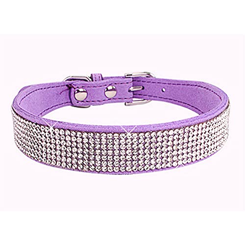 Yiwong Collar con Pedrería para Perros y Gatos, Collar de Perro de Diamantes de Imitación, Collar de Colores Ajustable, Collar de Gato de Gamuza Suave