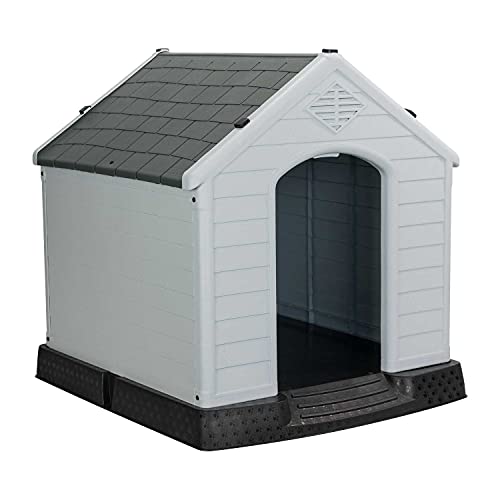 Caseta de Resina para Perros 98,5x105x96,5cm 7house | Caseta para Perros Grandes | Caseta de Plástico 100% Reciclable y Ecológico | Caseta Mascota Exterior e Interior