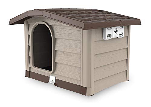 Bama caseta Perros Resina Bungalow Medium Marrón Beige tamaño Medio 89 x 75 x 62 cm