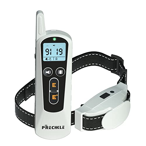 Prechkle Collar de Adiestramiento Recargable para Perros con Alcance de 1200m, 4 Modos de Adiestramiento:2 Modos E, Pitido y Vibración, Collar Resistente al Agua IP67, Bloqueo de Seguridad