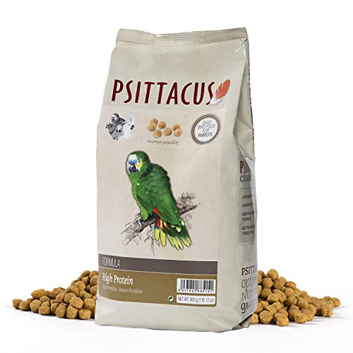 Psittacus High Protein 800 g | Pienso Completo para Amazonas, Cacatúas y Cotorra de Kramer | Alimento Premium para Aves | 100% no-GMO