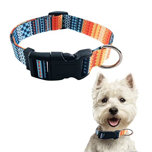 XIXKOLYU® Collar de perro estilo bohemio, diseño de flores tribales con estampado geométrico suave y étnico ajustable para perros pequeños (S)