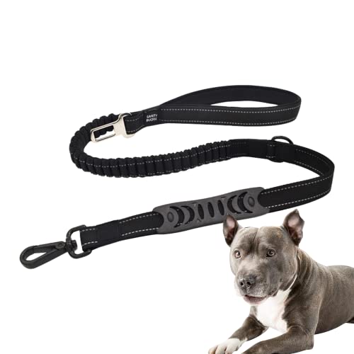 Edipets, Correa Antitirones Perro, Cinturon Compatible Coche, 1M / 1.4M, Reflectante, Mango Acolchado, para Perros Pequeño/Mediano/Grande (Negro)