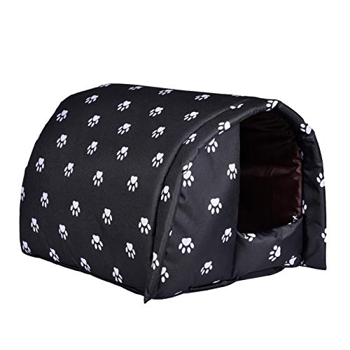 Stronrive Caseta para Gato/Perros Exterior, Caseta Impermeable para Perros, Casa para Perros Interior Al Aire Libre Refugio para Cachorros, Refugio Plegable con Forro De Esponja