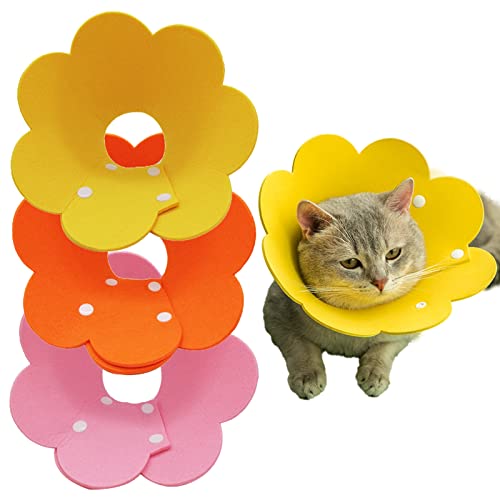 DKDDSSS 3PCS Collar Protector para Perros Gato, Conos de Recuperación para Mascotas, Collar de Isabelino Ajustable, para Recuperación de Cirugía Heridas, Evitar Picaduras de y Arañazos Lesiones