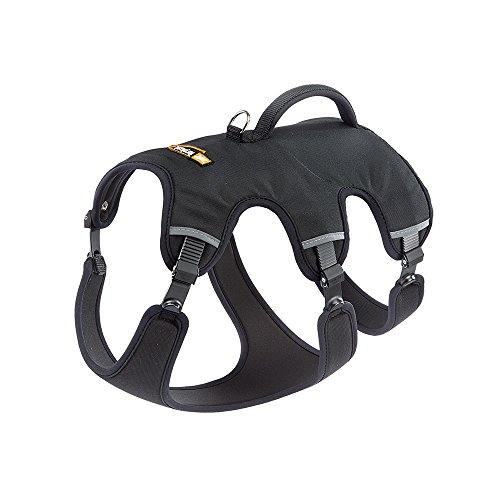 Ferplast Arnés ergonómico para perros de talla pequeña ERGOTREKKING SMALL, Seis cierres con microrregulación, Suave acolchado, Reflectante, Ideal para ir de excursión, Negro