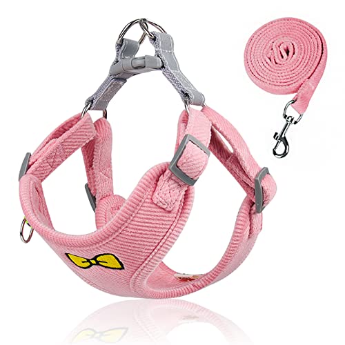 Mnixy Arnes Perro Antitirones Pequeño Mediano Grande con Correa, Ajustable Transportin Perros Cinturon Coche, Arnés Mascotas Antiescape Easy Walk Adiesreamiento Accesorios para Dogar Gato - Rosa