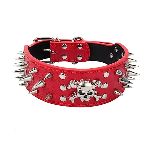 POPETPOP Collares para Perros De Razas Grandes Gargantilla Roja Collar De Perro con Pinchos para Perros Grandes Collar De Perro con Pinchos Pinchos Collar De Perro Ancho Collar Ajustable