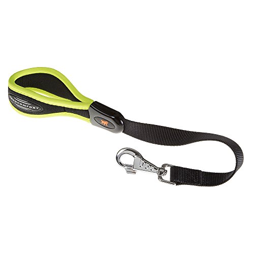 Feplast 75448928 Correa Corta de Nailon para Perros Ergocomfort Fluo Gm25/55, Empuñadura Ergonómica, Suave Acolchado 25 Mm x L 55 Cm Verde Ácido, verde