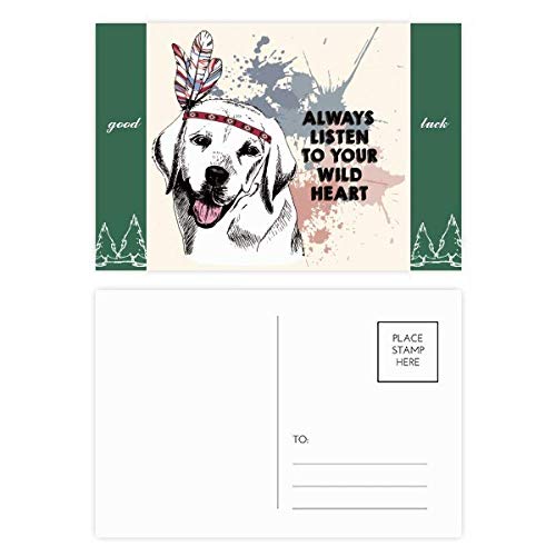 Juego de 20 tarjetas postales de buena suerte con ilustración de acuarela para perros, para envíos por correo