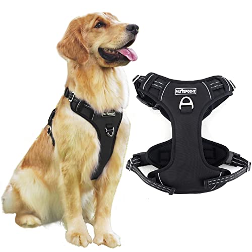 Pattepoint Arnés Perros para Caminar, Easy Walk Arnes Perro, Chaleco Ajustable para Mascotas con Asa, Arnes Perro antitirones para Perros Medianos Arnes Perro Grande Negro - XL