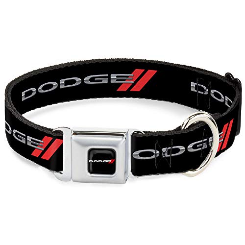 Buckle Down Derecha Dodge Rombos Full Color Negro/Rojo/Plata Collar de Perro