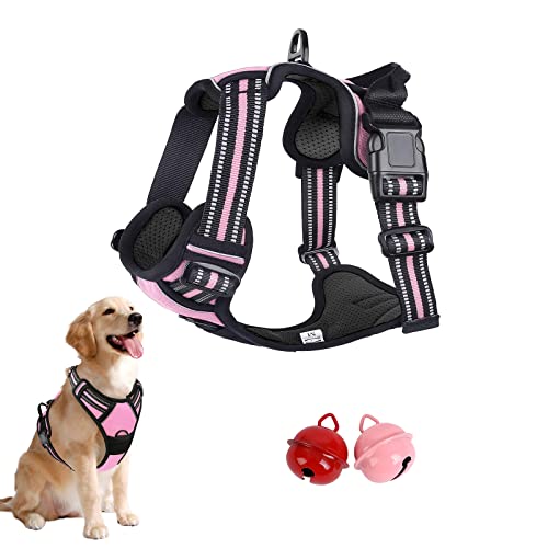 Chaleco para perro sin tirones con clip frontal con asa, reflectante fácil control al aire libre, entrenamiento de caminata, arnés de perro pequeño, acolchado en el pecho, arnés ajustable ligero