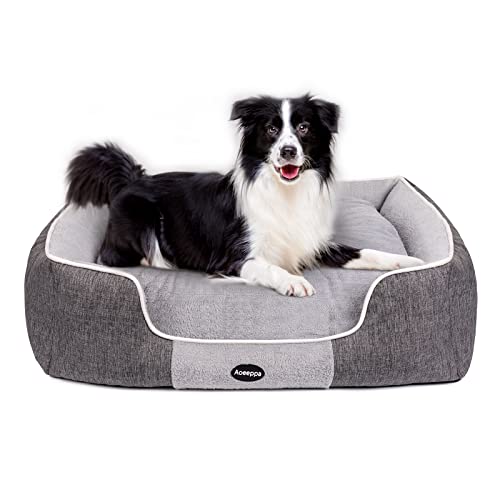 Aoeeppa Cama Perro Grande, Cama de Perro con Cojín Desmontable, Colchón Perro Lavable y Antideslizante, Cama de Mascota Cálida, Pequeños Medianos Perro Sofa, Gris L(78x66x20cm)