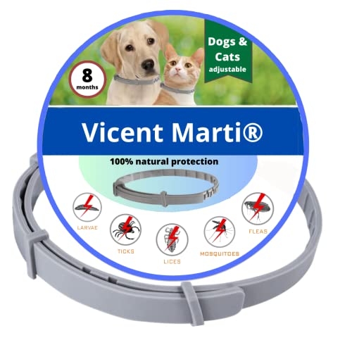 Collar antiparasitario Perros, Antipulgas, Garrapatas para Perro y para Gatos, desparaditante Durante 8 Meses, se Ajusta a Perros Grandes, medianos y pequeños, tamaño Maximo Collar Antipulgas 63,5 cm