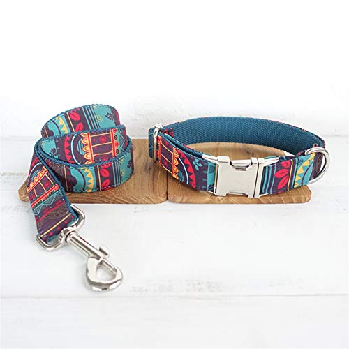 Correa Perro Lujo Estilo étnico Cuello Suave Perro Mariposa Nudo el Collar de Perro de Lazo Maya Collar de Perro y Leash Set de 5 tamaños Correa para Gatos (Color : A, Size : X-Large)