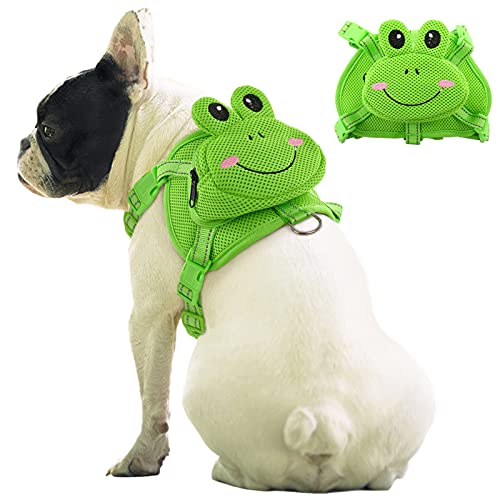 IDOMIK Mochila para perro sin tirar, arnés para mascotas con bolsa de sillín, mochila de viaje con forma de rana, mochila de viaje, camping, senderismo, bolsa ajustable de malla para cachorros con