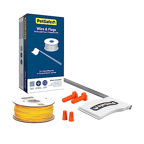 PetSafe - Kit de Extensión de Valla Antifuga para Perros, Complemento para Sistema Limitador de Zona con Cable In-Ground Fence, Carrete de 150 m de Alambre Amarillo Calibre 20 + 50 Banderas