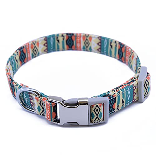 NESDRI, Collar para Perro, Mascota, étnico, Tribal, Azteca, Original. Moderno, Multicolor, Nailon, Collar Moda, Ajustable. para Perro medianos y Grandes, Bonito. Diseño Moderno para Perro.Talla S.