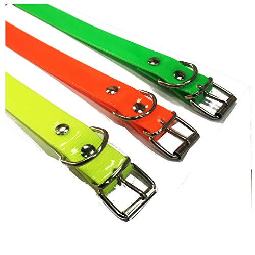 HappyZoo Mascotas Collar Biothane Auténtico - Tamaño 60 cm - Colores Vivos - Naranja Verde Pistacho