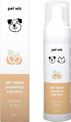 Champú de Lavado en Seco para Mascotas - Suavizante y Desodorante, Ingredientes Naturales, Secado Rápido y No Es Necesario Enjuagar (Coco y Avena)