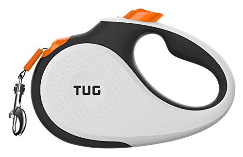 TUG 360° Sin Enredos Correa Perro Extensible | Retráctil de 5 Metros Cinta de Nailon (Pequeña, Blanco/Naranja)