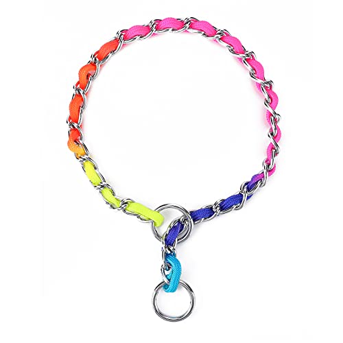 Molain Collar de Perro arcoíris, Collares de Cachorro Ajustables, Collar de Gato de Acero Inoxidable, Collares de Perro para Perros pequeños y medianos