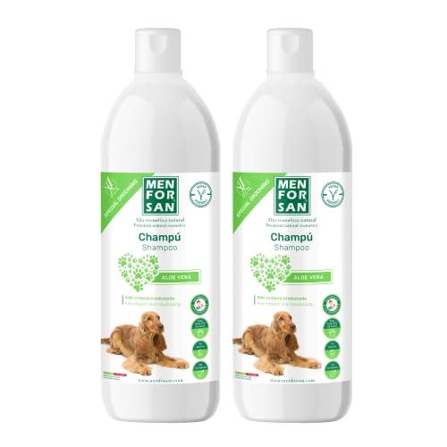 MENFORSAN Champú Perros Aloe Vera 1 Litro - Pack DE 2, Verde