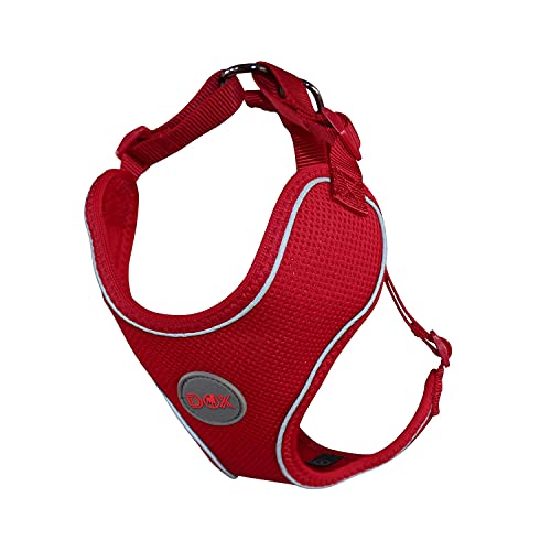 DDOXX Arnés Perro Air Mesh, Ajustable, Reflectante, Acolchado | Muchos Colores & Tamaños | para Perros Pequeño, Mediano y Grande | Accesorios Gato Cachorro | Rojo, S