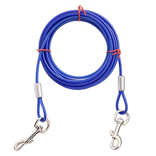 Correa de cable de acero inoxidable para perros, cable para atar perros medianos y grandes en campings y al aire libre