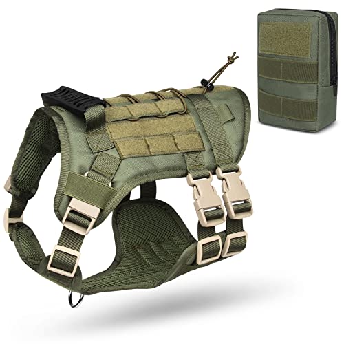 ALLSOPETS Arnes Táctico Perro Grandes Medianos Militar Chaleco de Entrenamiento Ajustable para Perros con Sistema Molle para Entrenamiento Correr Caminar Cazar Verde