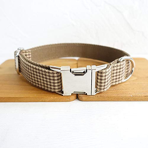 Gulunmun Collares para Perro Hechos a Mano, Suaves y cómodos para Mascotas, Ajustables   con Hebilla de Metal   Collar de Lujo para Perros pequeños, medianos y Grandes, Marron, L