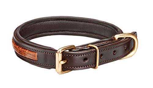 Woofmasta - Collar de piel modelo Croc para perro (L) (Marrón)