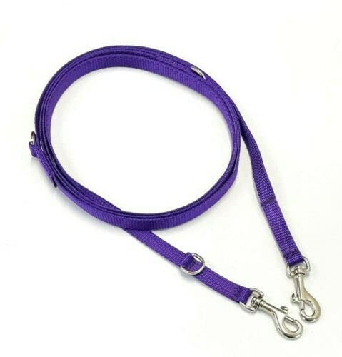 Correa de entrenamiento para cachorros de estilo policía de doble extremo, ajustable, multifuncional en cincha de 13 mm (morado, 3,3 m)