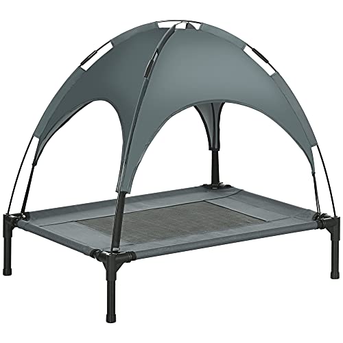 Pawhut Cama para Mascotas con Carpa Impermeable para Perro Gato Dormir en el Exterior Terraza Jardín (M: 76 x 61 x 76cm (LxAnxAl))