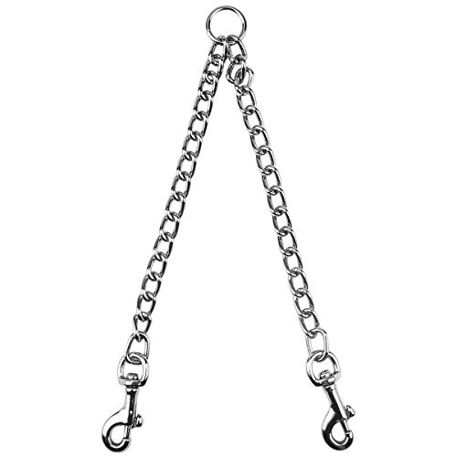 Jinlaili Correa Doble para Perros Metal, Cadena de Perro Duradera para Dos Perros, Doble Correa Perro para Entrenamiento de Caminata (4.0 mm * 70 cm)