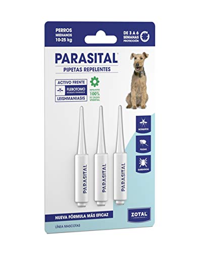 Zotal Parasital Pipetas Antiparasitarias para Perros Medianos de 10 a 25 kg, Blanco