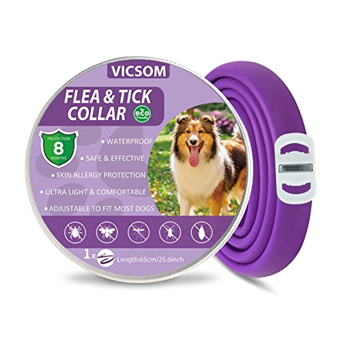 Collares Antiparasitario para Perros, Collar Antipulgas Perros, Collar de Pulgas y Garrapatas para Perro Impermeable Regulable, Válido 8 Meses para Perros de Todos los Tamaños Verde