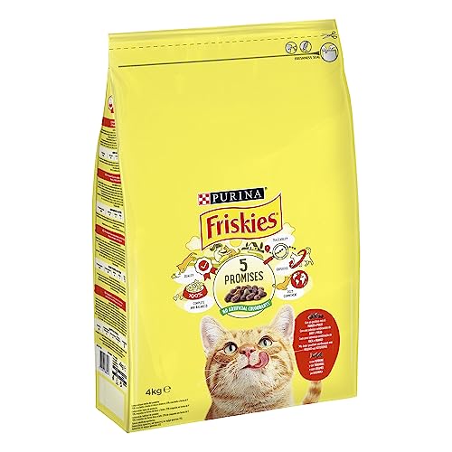 Friskies Comida Seca para Gato Adulto con Buey Pollo y Verduras, 4kg