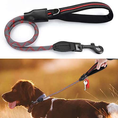 cobee Correa Corta para Perro con Mango Acolchado, Cuerda Reflectante de 31.5 Pulgadas para Entrenamiento de Perros con Anillo en D, Correas de Nailon Extra elásticas para Cachorros