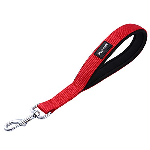 PETTOM Correa de Perro Corta Grandes Medianos con Mango Suave Acolchado Antideslizante Nylon para Entrenamiento Caminar Viajar 46CM (Rojo,L)