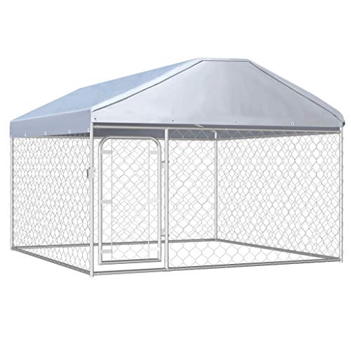 Festnight Perrera de Exterior con Techo Perreras para Perros Exterior Jaula Perro Grande 200x200x135 cm